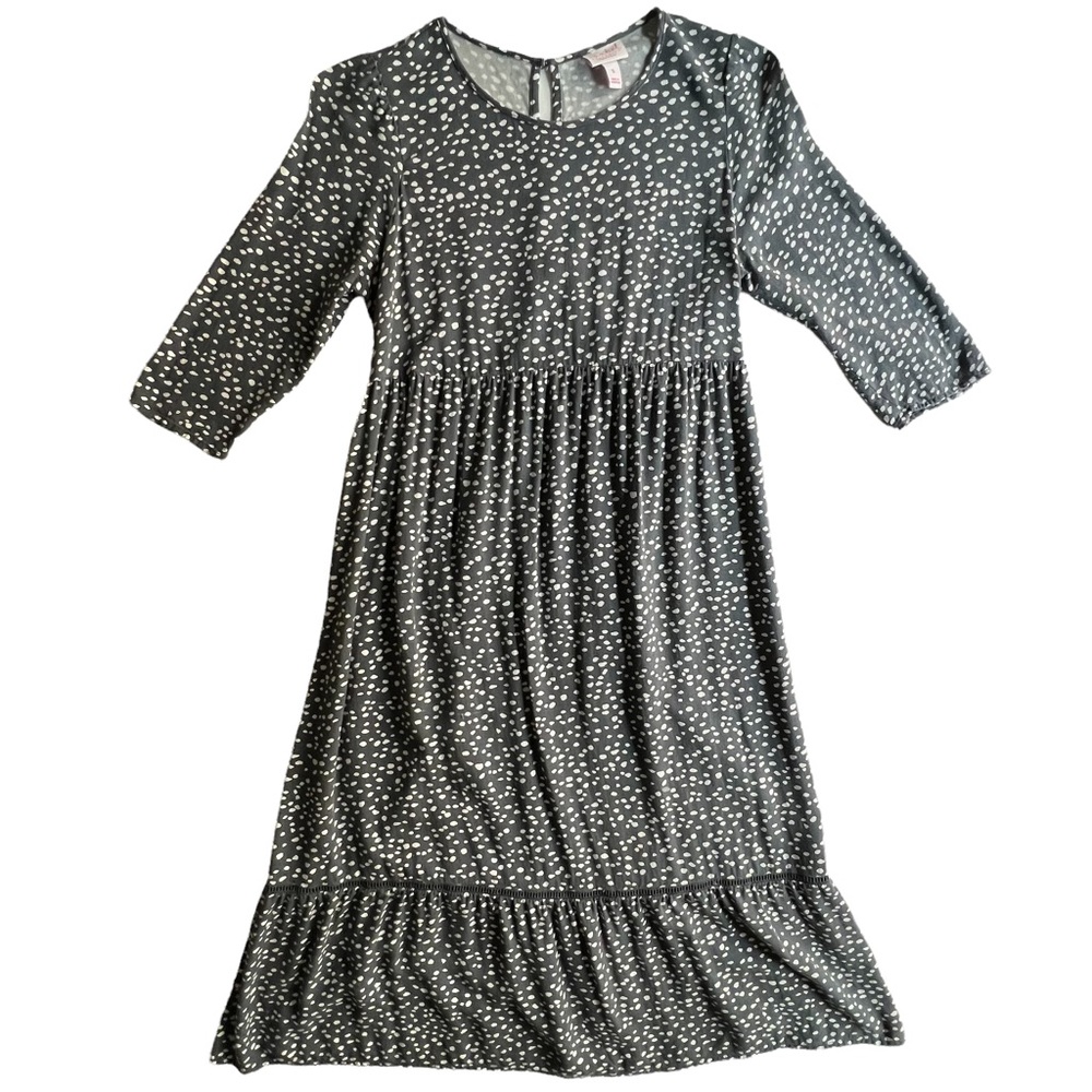 Maternity Gray and White Animal Print Polka Dot Love Dot Pattern Dress